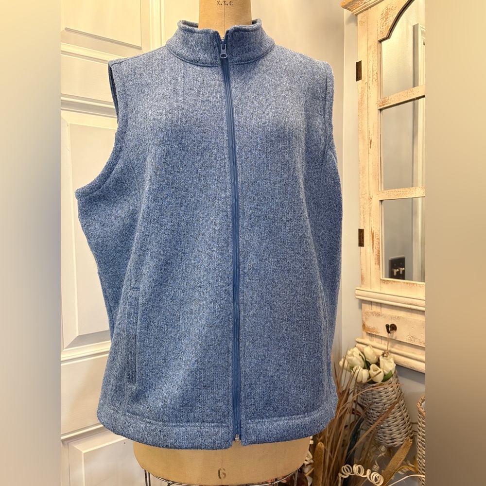 T by Talbots Blue Women's Zip Vest‎ 2XP Chic Layering Piece